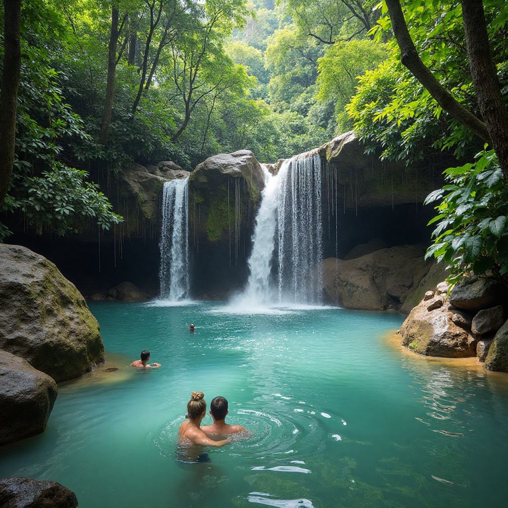 Waterfall swimming